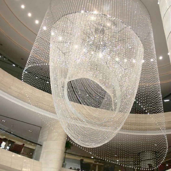 Long crystal chain chandelier