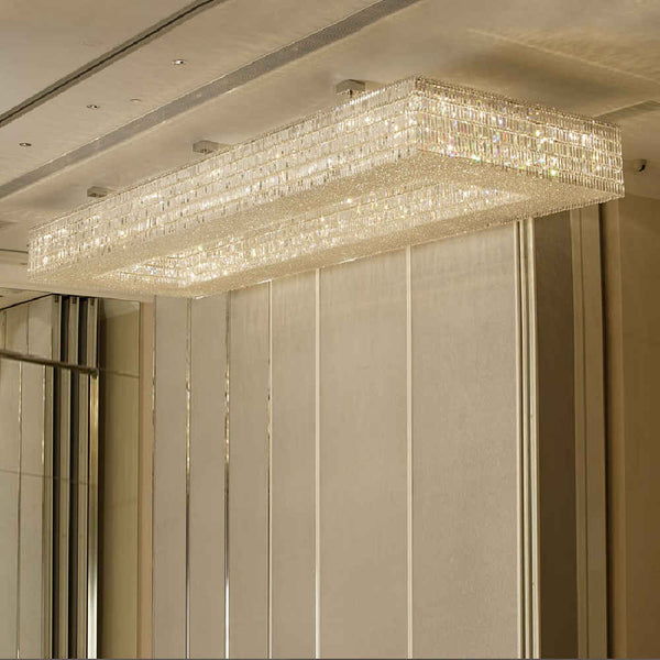Rectangle ring crystal chandelier
