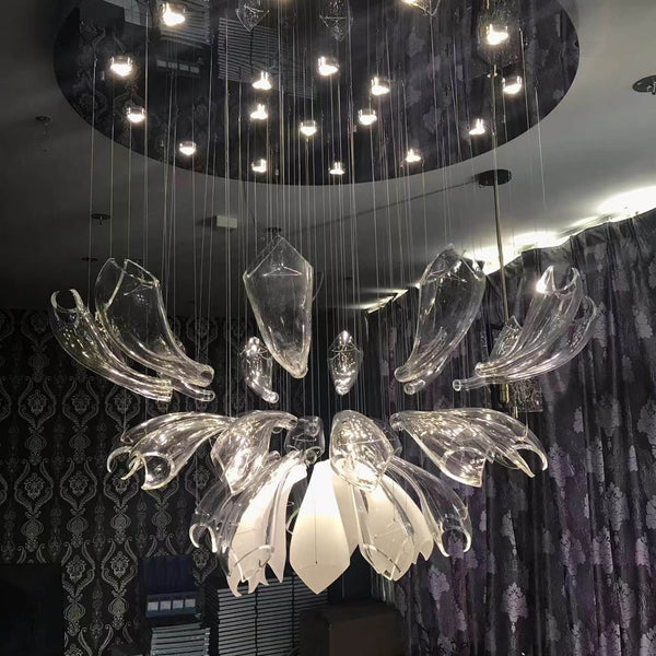 Petal hand blown glass chandelier