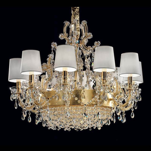White shade golden maria theresa crystal chandeliers