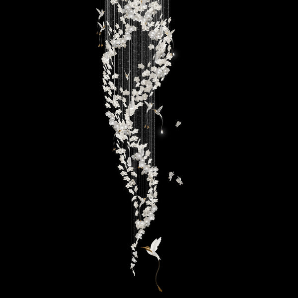 Ellea long drop ceramic chandelier