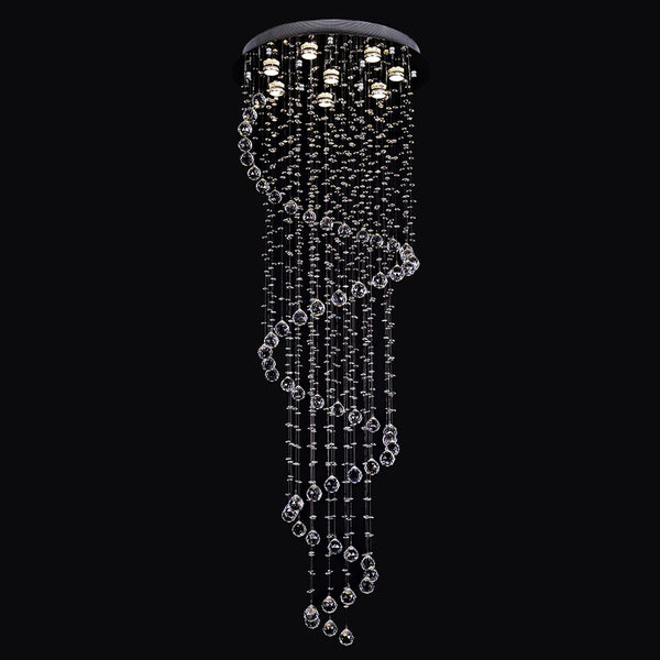 Modern Spiral Crystal String Chandelier