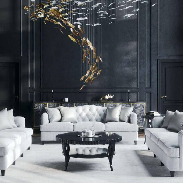 Glass Feather chandelier for living room