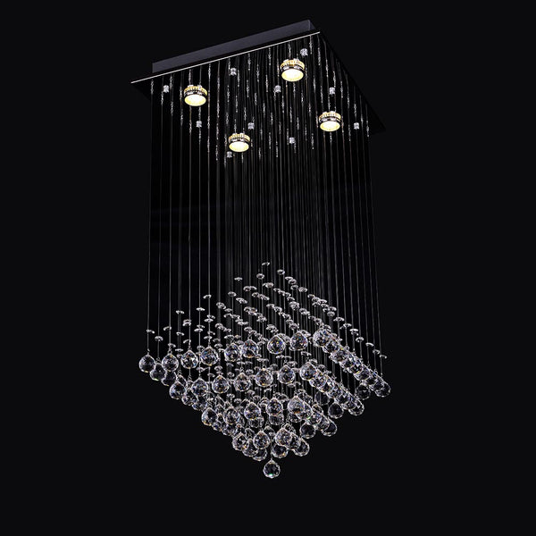 Square Modern Crystal Drop Chandelier