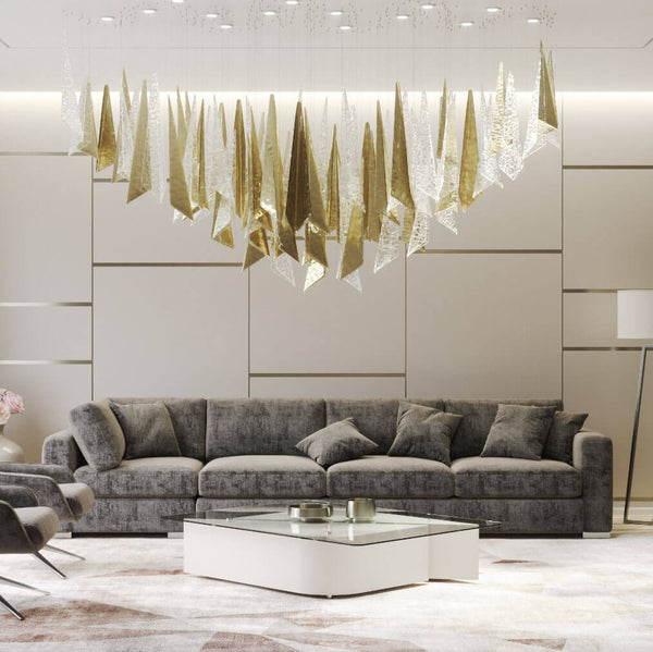 Triangle art glass chandelier for living area
