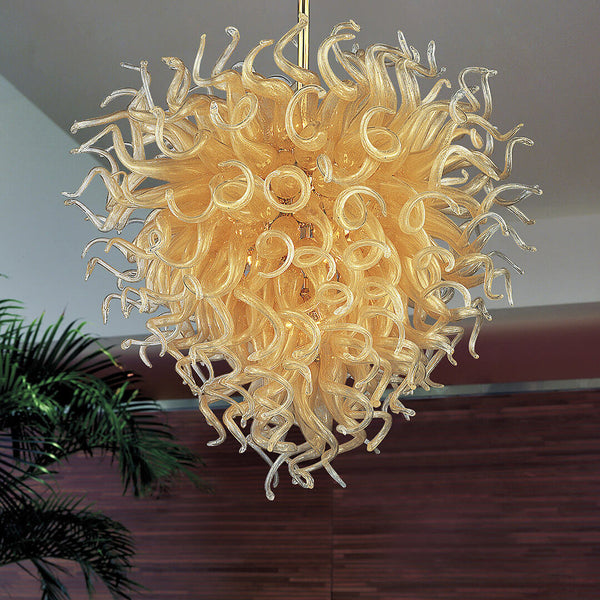 pure light Orange color dale chihuly glass chandelier