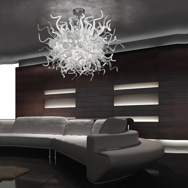 White chihuly glass chandelier