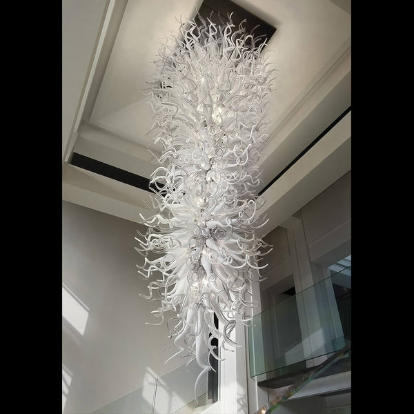 Smoke Grey & White mixed color chihuly glass chandelier
