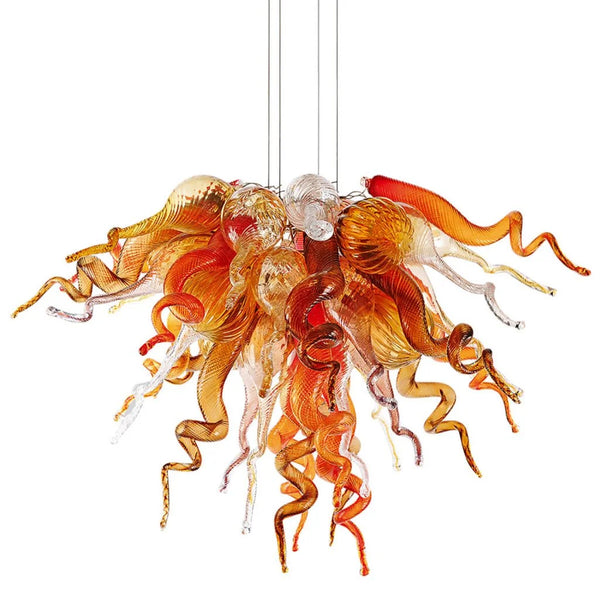 Dark amber mixed color chihuly glass chandelier