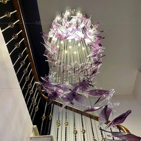 Purple twisted Glass chandelier