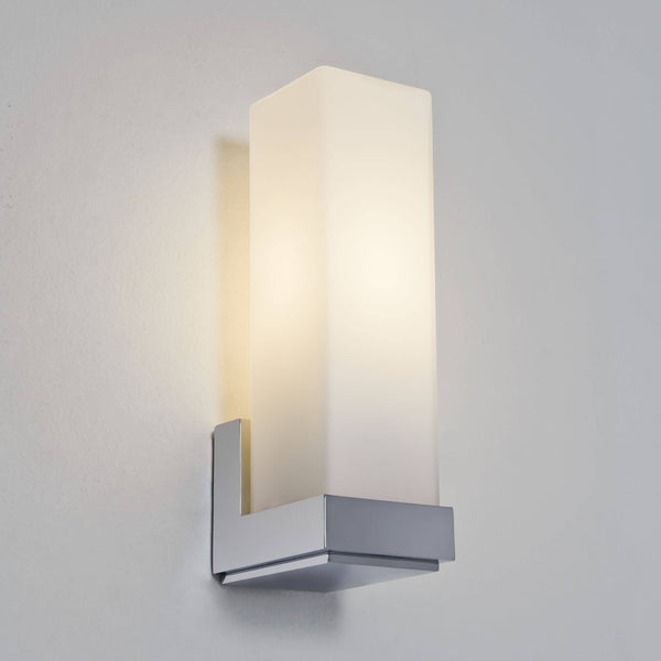 Square frosted glass wall light