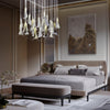 Flora white glazed ceramic petal chandelier