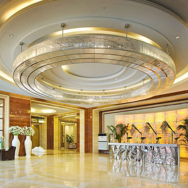 Hotel lobby large circle chandelier