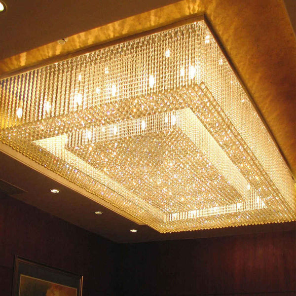 Rectangle ceiling mounted crystal chandelier