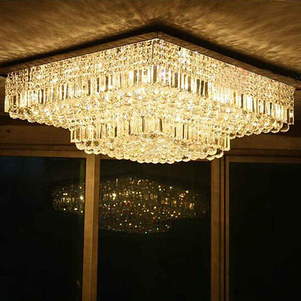 Square ceiling mounted crystal chandelier