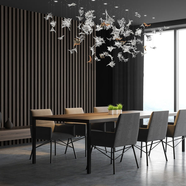Flying glass leaves art glass chandelier