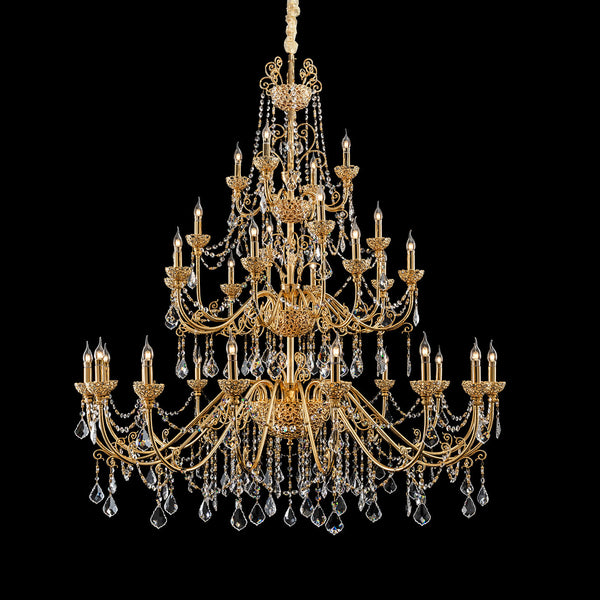 Large antique brass candle chandelier
