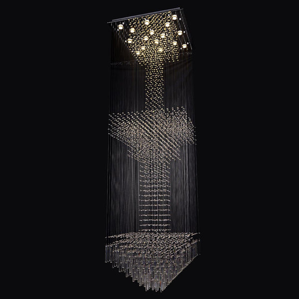 Square Modern Crystal Strings Chandelier