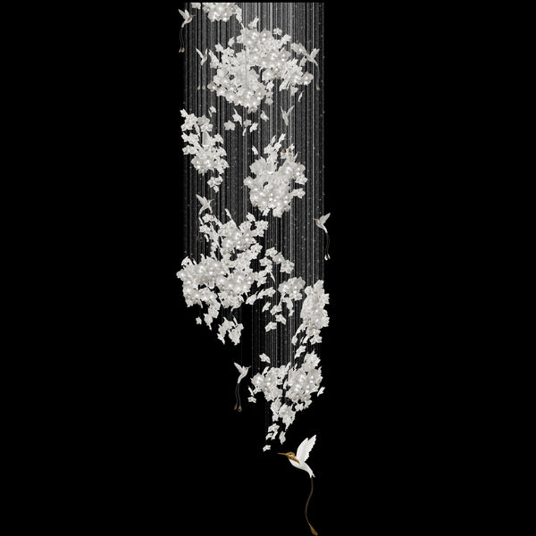 Ellea long glazed ceramic flower chandelier