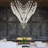 Long hand blown art glass chandelier for stairwell