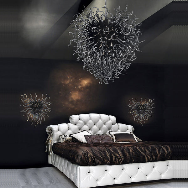 Black Twist Dale chihuly glass chandelier