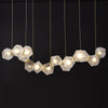 Geometric glass long chandelier