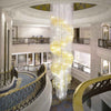 Long spiral crystal chandelier for hotel lobby