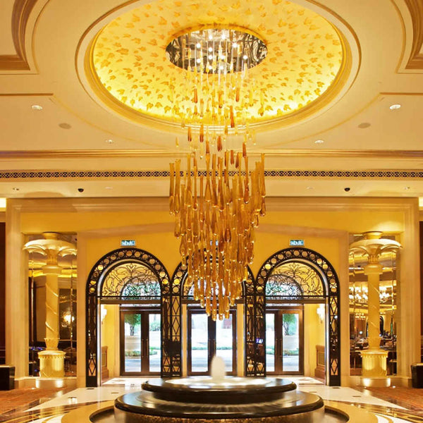 long amber murao glass drop chandelier